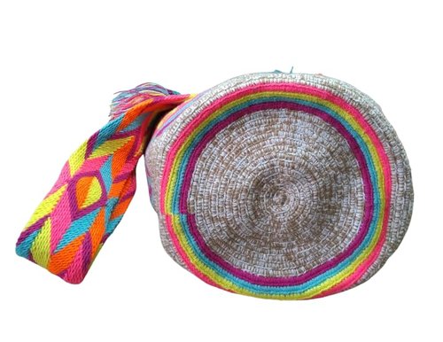 Wayuu backpack. Authentic and colorful design. Colombian origin. Exclusive and unique models. (Kaki31027)