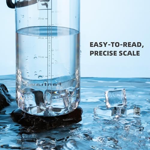 32oz Clear Plastic Water Bottle with Fast-Flow Leak-Proof Lid - Black & Clear Variation 1