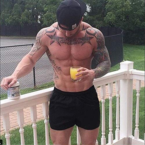 Men's Fitness Gym Shorts Cotton Workout Shorts - Medium Blue+Gray 2PCS
