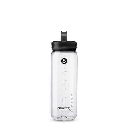 HydraPak Recon Clip & Carry - Wide Mouth Recycled Plastic Water Bottle (24oz) - Eco Friendly, BPA Free, Tethered Cap - Clear