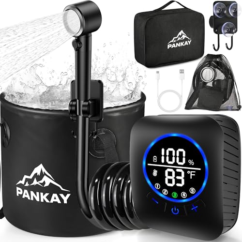 Rechargeable Portable Shower Pump for Camping with Foldable Water Bucket 8000mAh