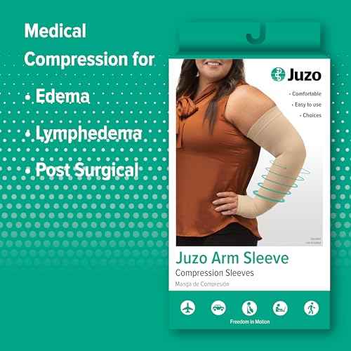Juzo Dynamic Varin 3511 20-30mmhg Max Armsleeve with Silicone Top Band for Women, Black, 2 (II) Long