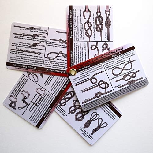 Rock Climbing Knots by Crag Cards - Rugged Pocket Guide to 19 Belay, Rappel, Anchor, and Rescue Knots for Rock Climbers