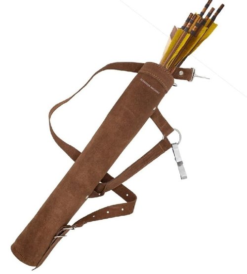 SCORPION ARCHERY Traditional Shoulder Back Quiver Bow Arrow Holder Handmade Straps Belt Adjustable Lightweight & Comfortable Cow Leather Gift for him Aniversary Gift (Suede Brown)