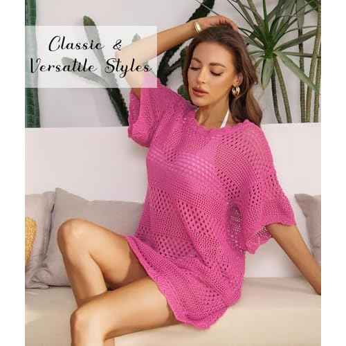Women Swimsuit Coverup Crochet Bathing Suit Beach Cover Ups Summer Knit Bikini Beachwear Pullover 2025 Swimwear Dress