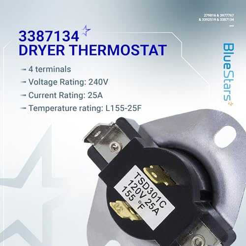 Dryer Repair Kit for Whirlpool Maytag Roper & More - Includes Thermostats & Fuse