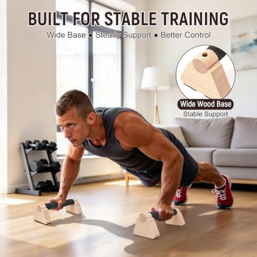 Wooden Parallettes Bars for Handstand & Calisthenics - 25cm