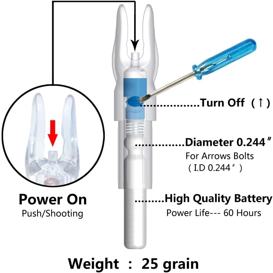 9PCS S Lighted Nocks for Arrows with .244 Inside Diameter Automatic Compound Bow Arrow Nocks for Hunting Shooting