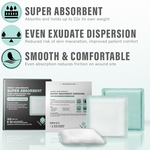 Super Absorbent Wound Dressing 4x4 Inches - High Fluid Retention Pack of 10