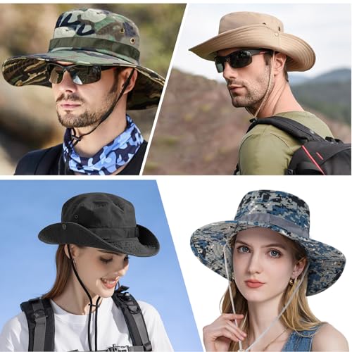 Rosoz Sun Hats for Men and Women Bucket Hat UPF Protection Wide Brim 1 Pack - Black