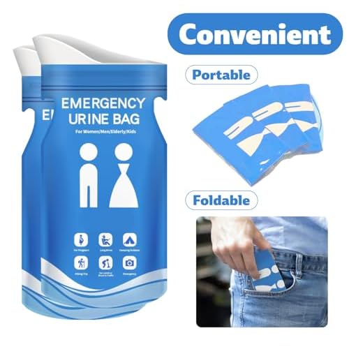 900CC Disposable Urine Bag, 12 PCS Emergency Portable Urinal Bags for Men/Women, Unisex Pee and Vomit Bags for Travel, Camping, Long Trips, Pregnant Women, Kids