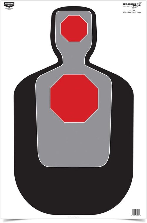 BIRCHWOOD CASEY 23" x 35" Eze-Scorer B-19 Stop Core Shoot-Up Brilliant White Paper Targets for Indoor and Outdoor Use, 100 Targets