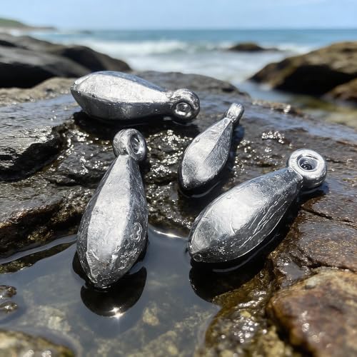 Silver 1 Ounce Fishing Sinkers No-Roll Bank Weights for Surf & Saltwater Fishing - 20pcs