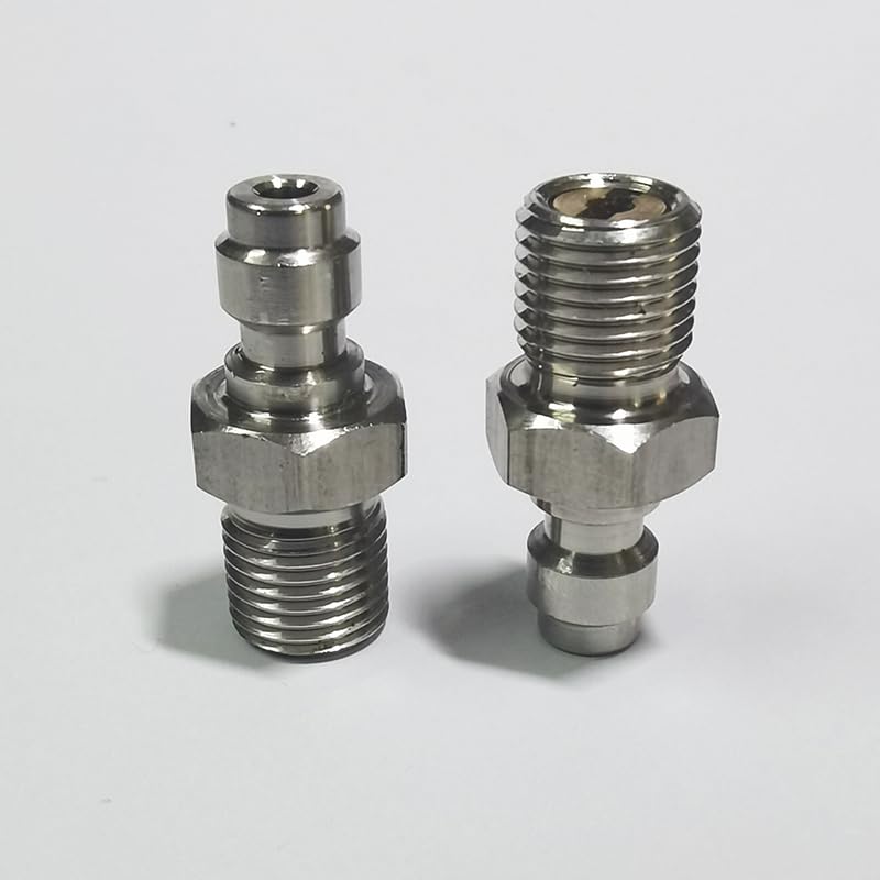 8mm Fill Nipple Male Quick Disconnect Valve with One Way Foster Stainless Steel for Paintball Airsoft PCP Diving Mountaineering (M10*1 Thread)