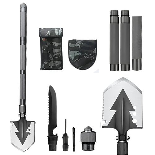 SmartstickX Shovel 13 in 1 Multi-Tool with a Wire Cutter, Wood Cut, Wood Saw, Screwdriver, Fire Starter, and Other Great Features (Charcoal Grey)