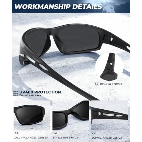 Polarized-Sunglasses-Men Sports Mens-Sunglasses: Sun-Glasses with UV Protection for Fishing Driving Running Cycling