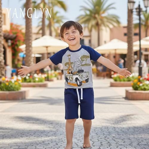 Little Boys Cotton Shorts 5-6 Years Blue White Casual Athletic Drawstring