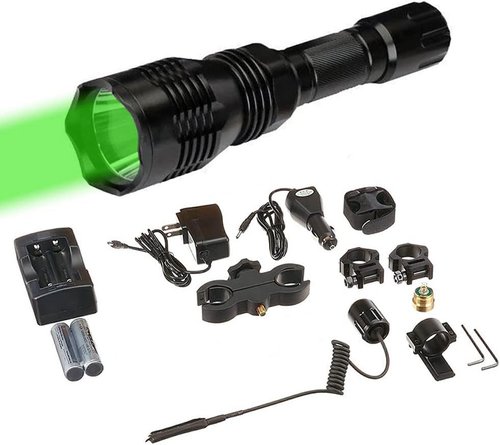Cyclops Hunting Varmint Light Kit Rechargeable 250 Lumen Green Led Flashlight witn Multiple Mounting Options, No Case