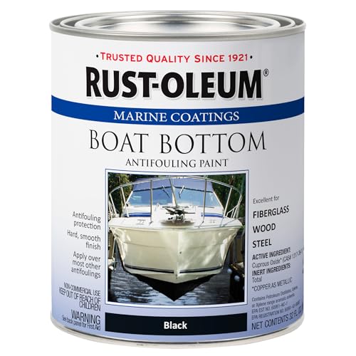 Rust-Oleum Available 207012 Marine Flat Boat Bottom Antifouling Enamel Paint, 1-Quart, Black, (Pack of 1), 32 Fl Oz