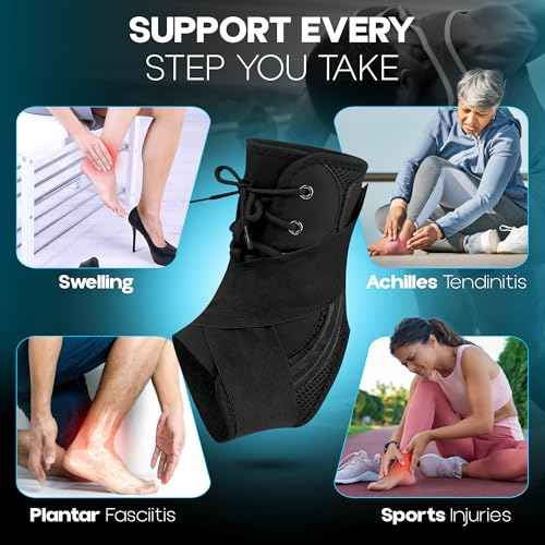Ankle Brace lace up Stabilizers Adjustable Ankle Support for Sports Protect, Sprained Ankle, Ligament Damage, Injury Recovery (Medium Size)