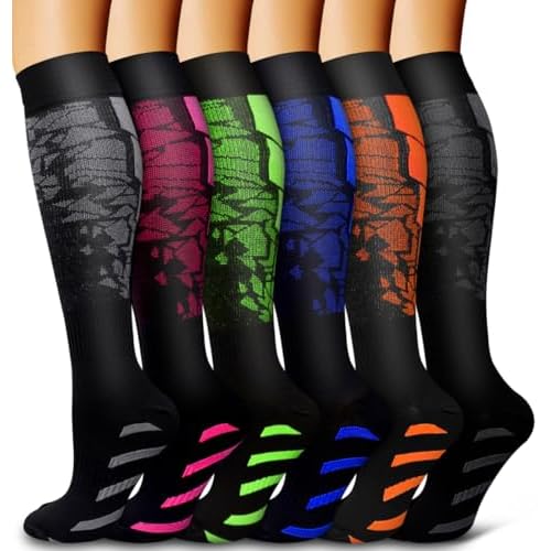 6 Pack Copper Compression Socks for Women and Men Circulation-Best Support for Medical, Running,Nursing,Athletic