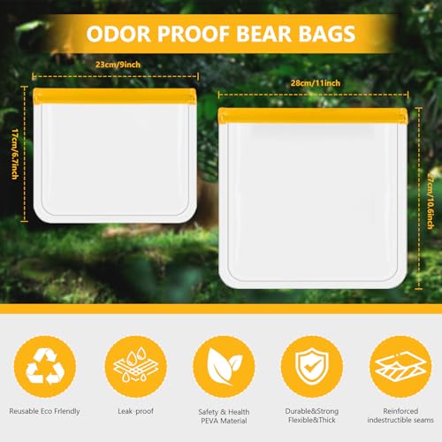 Reusable Odor Proof Bear Canister Bags for Camping Hiking Waterproof 10 Pack