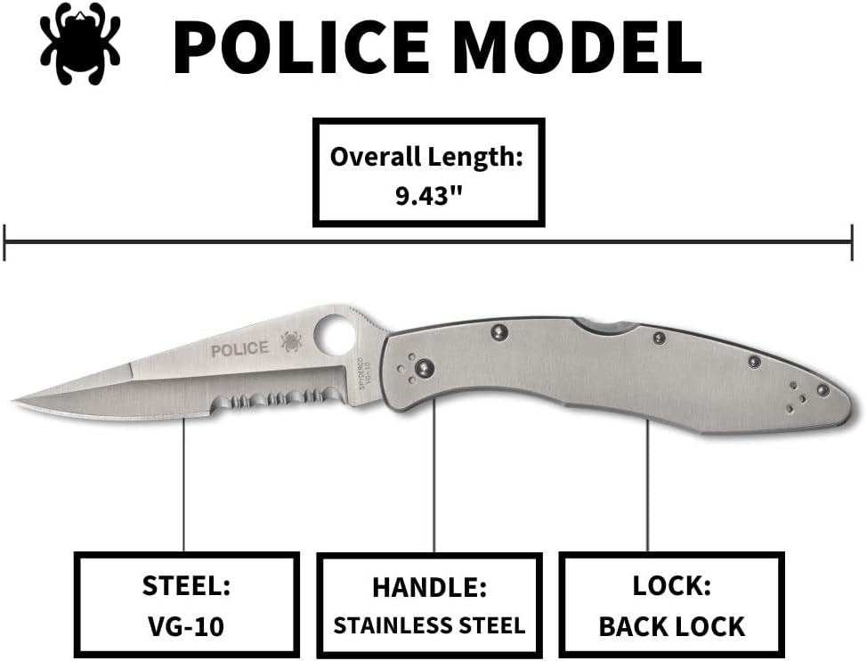 Spyderco Ambitious Lightweight Pocket Knife with 8Cr13MoV Stainless Steel Blade with Black FRN Handle