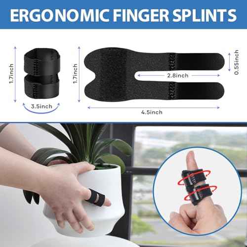 Trigger Finger Splint and Ice Pack Sleeve (3+2 Set) for Pain Relief Injured Fingers Straightening Arthritis joint stabilizer, Fit for Middle Index Ring Pinky Thumb Finger, Right Hand and Left Hand