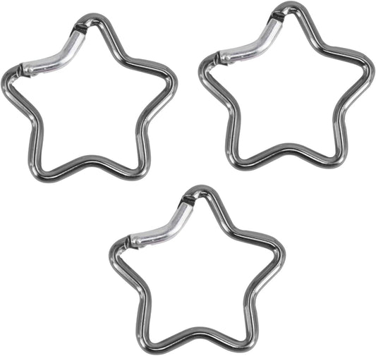 3Pcs Silver Carabiner Clip Star Shaped Climbing Buckle Aluminum Alloy Heavy Duty Keyring Hook for Camping Fishing Hiking Traveling Spring Loaded and Keychain Carabiners Accessories,Outdoor