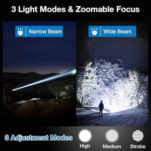 Flashlight High Lumens Rechargeable 990,000L, Handheld Tactical LED Strong Flash Light, Battery Powered Super Bright Flashlight with USB C, 3 Modes, Zoomable, USB Output for Home, Emergency