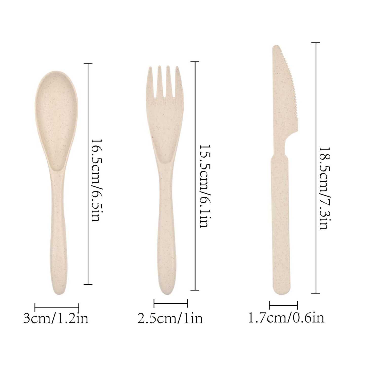 Forks Spoons Knife Set, 21 Pieces Wheat Straw Cutlery Set, Reusable Utensil Set for 7, Unbreakable and Lightweight Utensils for Party, Travel, Work, Lunch, Picnic, Camping or Daily Use (Beige)