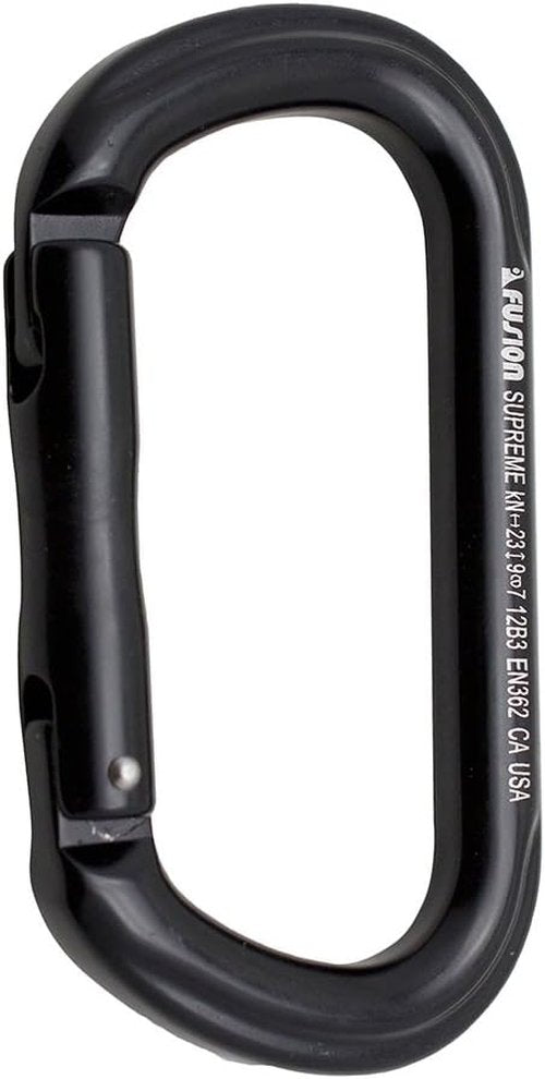 Black Straight Gate Carabiner - Supreme Oval-Shaped Climbing Hook (FP-9318-3-STK-BLK)