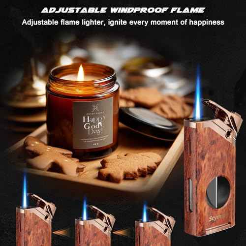 All-in-one Torch Lighter with Tool, Holder, Windproof Flame, Refillable Butane Jet Flame Lighter, Multifunctional Accessories, Gifts for Men, Cool Lighters for Candle, Outdoor (Without Gas)