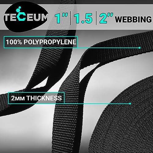 Black 2-Inch Webbing Strap 50 Yards Heavy Duty Polypropylene Outdoor Use
