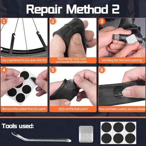 LECHI Bike Tire Repair Kit with Vulcanizing Patches,Stainless Steel Levers,Valve core Wrench for Motorcycle BMX Cycling MTB Road Mountain Bicycle(40 PCS)