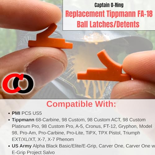 Captain O-Ring ? Replacement Ball Detent Latch for Tippmann 98, A5, X7 FA-18 Ball Keeper (Select Pack Qty)