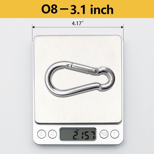 ThreeLeaves 3 Inch Carabiner for Dog Leash. Large Stainless Steel Carabiner Clips Heavy Duty.Stainless Steel Spring Snaps Hooks for Dog Leash. (4 Pack)