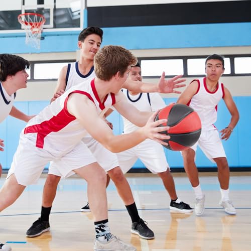 Kids Youth Basketball Size 4 - 25.5 Inch Rubber Indoor/Outdoor Ball - Black Red, Variation of THIS listing