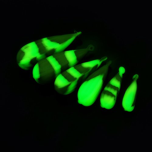 Conskyee Fishing Practice Plugs, 6Pcs Luminous Silicone Bait Casting Plug, Kids Training Lure, Fishing Sinker Weight Molds for Improving Casting Skills, 1/9oz, 1/5oz, 2/7oz, 3/8oz, 1/2oz, 3/5oz