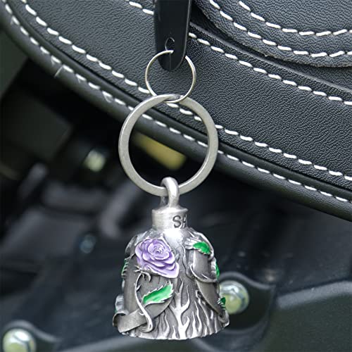 Purple Motorcycle Ride Bell for Bikers, Spirit Key Chain & Luck Accessory