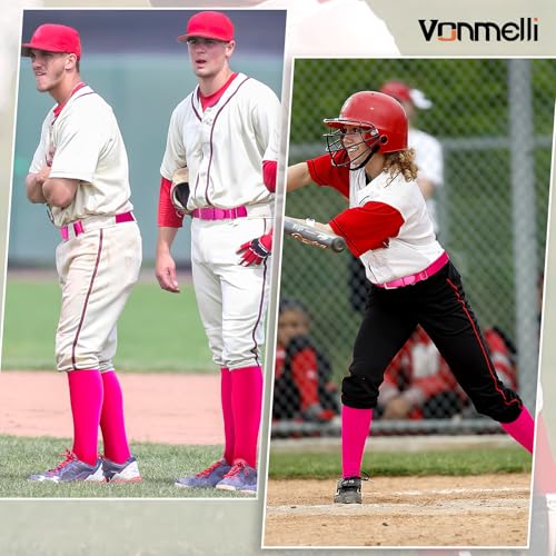 Pink Baseball Socks and Adjustable Softball Belt Set for Youth Boys