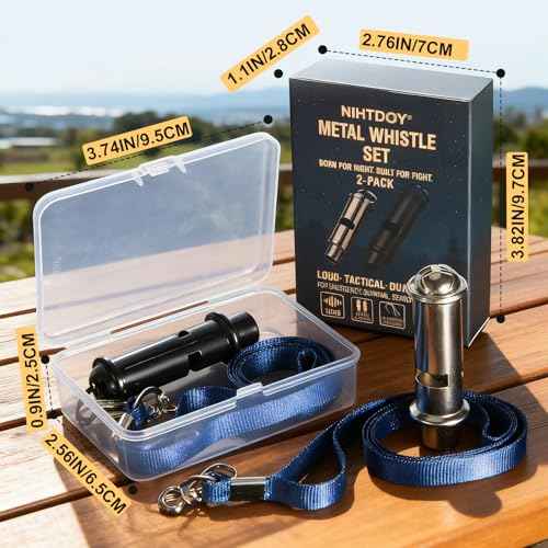 Dual Emergency Whistles (2 Pack) ? 120dB Survival Whistles for Hiking, Camping & Rescue ? Lightweight, Durable, One Silver & One Black