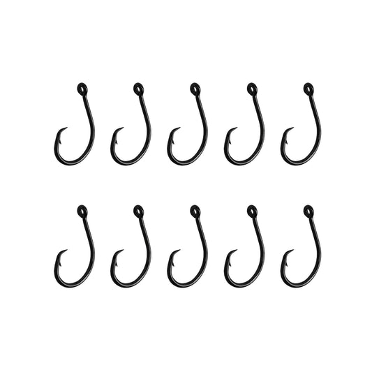 10PCS High-Carbon Steel Circle Hooks Barbed Fishing Hooks with Holes, Freshwater and Saltwater Fishing Hooks for Tuna, Catfish, Bass(1/0)
