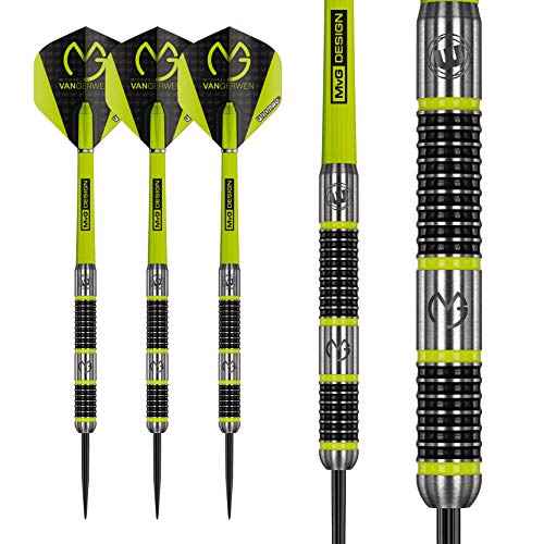 WINMAU Michael Van Gerwen MvG Aspire Tungsten Steeltip Darts Set with Prism Flights and Nylon Shafts (Stems)