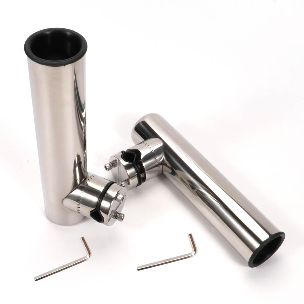 2PCS Fishing Rod Holder Clamp-On Mounting Stainless Steel for Rails 7/8" to 1"