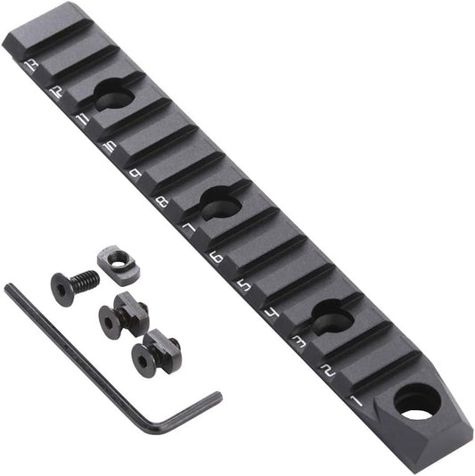 TuFok 13-Slot Alumimun Picatinny Rail for Mlock - Thin 0.37in Height Rail Section Adapter Mount with Socket for 3/8" QD Sling Mount Attachment