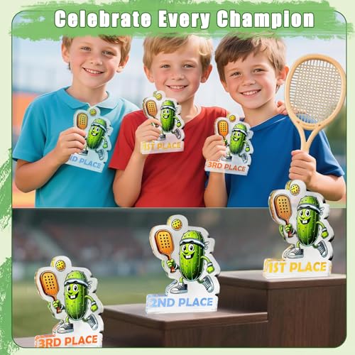 Green Pickleball Trophy & Medals Set - Funny Award for Tournament & Competition