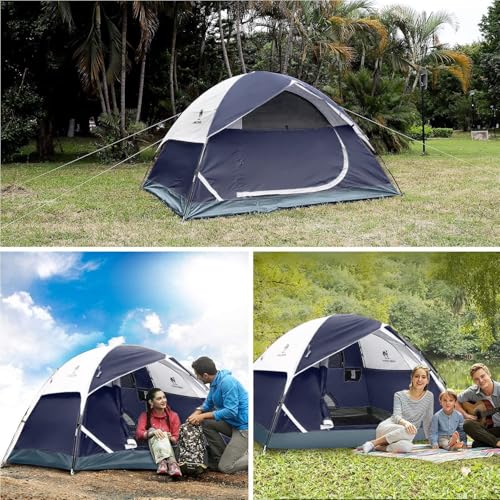 Camel Crown 2-5 Person Dome Tent Waterproof Spacious Lightweight Navy Blue/Grey