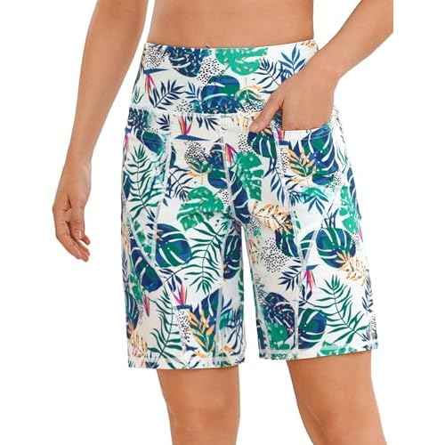 Quenteen Bermuda Shorts for Women 9" Knee Length Athletic Sweat Shorts High Waisted Yoga Jogger