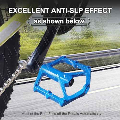 Mountain Bike Pedals,Road/MTB Flat Pedals, Non-Slip Lightweight Aluminum Alloy Bicycle Pedals, Fits 9/16" Road Mountain BMX MTB Bike Pedal